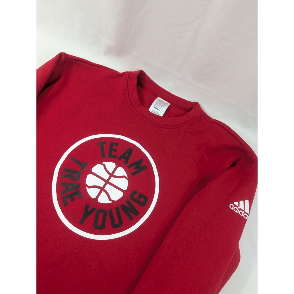 Adidas Trae Young Team Red Heavyweight Crew Neck Sweatshirt Mens Medium Pullover